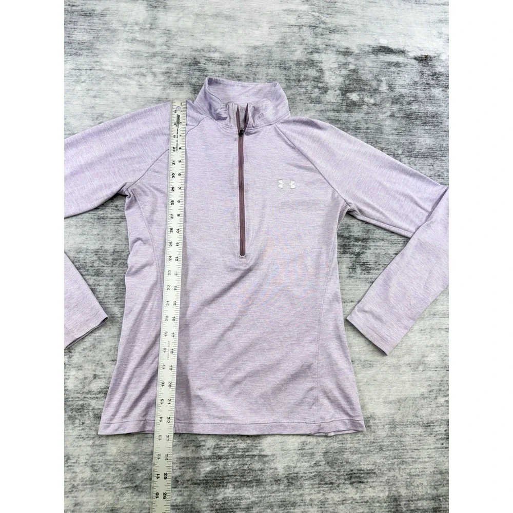 Under Armour Women's Heatgear Mock Neck 1/2 Lavender Zip Pullover Sz Sm Preppy